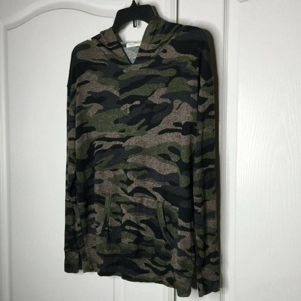 Socialite Hoodie Sweatshirt Long Sleeve Ribbed Cuff Camouflage NEW Mens Small